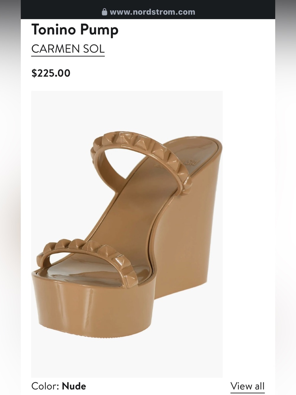 Platform Wedge Sandal in Nude with Studded Straps